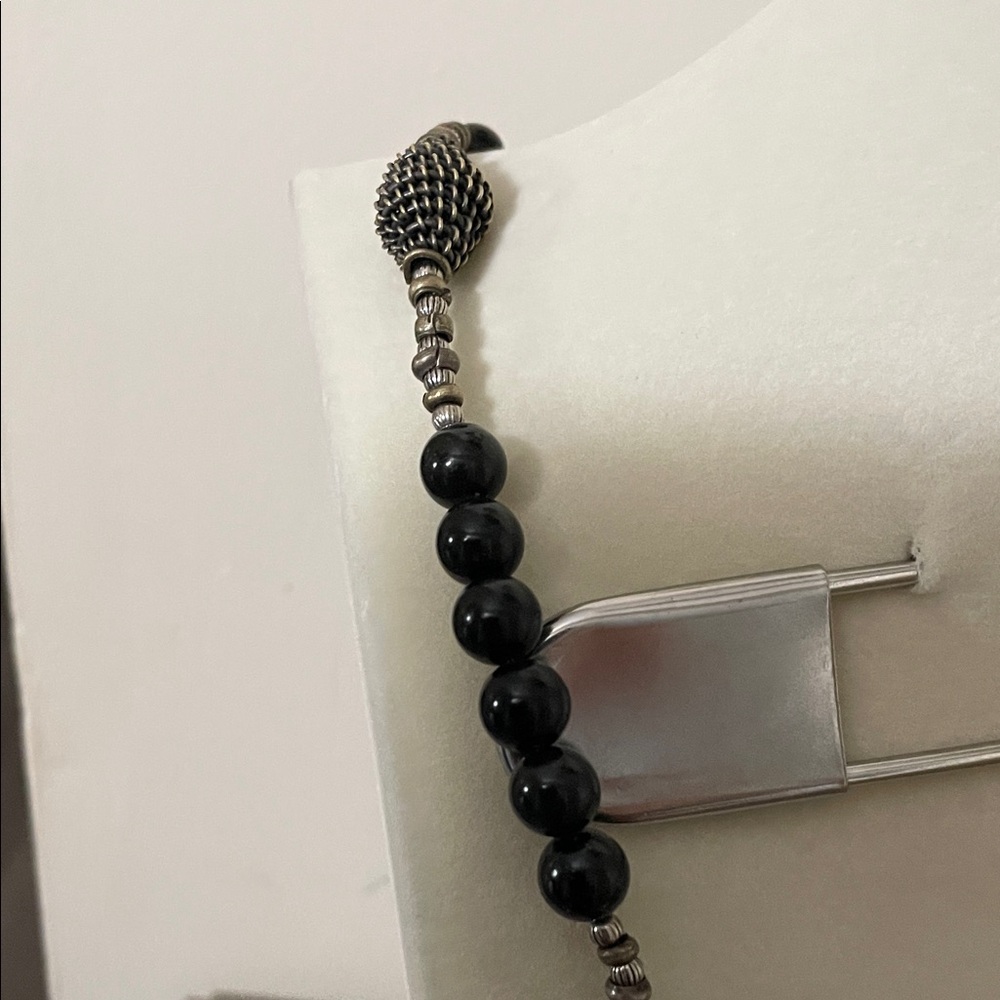 Artisan Black and Silver Statement Necklace - Picture 4 of 10